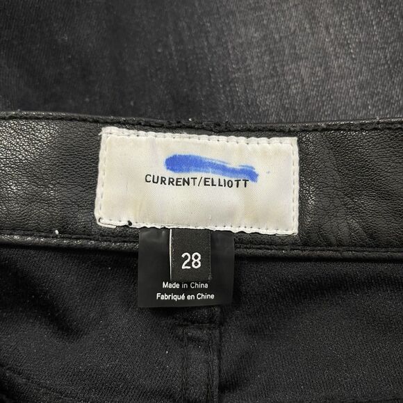 Current Elliott The Fused Faux Leather Skinny Jeans Size 28 Black Denim Moto Emo - Picture 8 of 12
